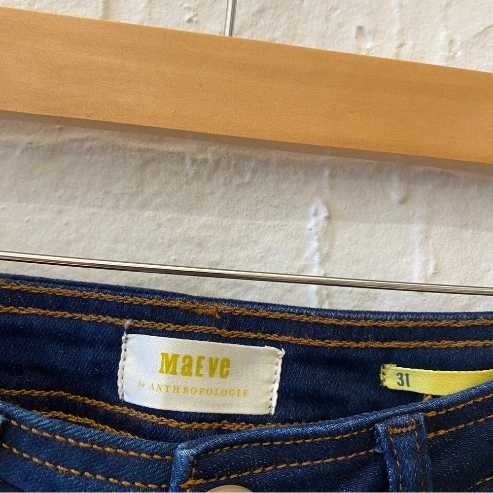 Anthropologie || High Rise‎ Wide Leg Raw Hem Trouser Jeans Dark Wash Blue 31